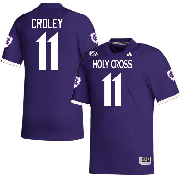 Holy Cross Crusaders #11 Lathan Croley College Football Jerseys,Uniforms-Purple